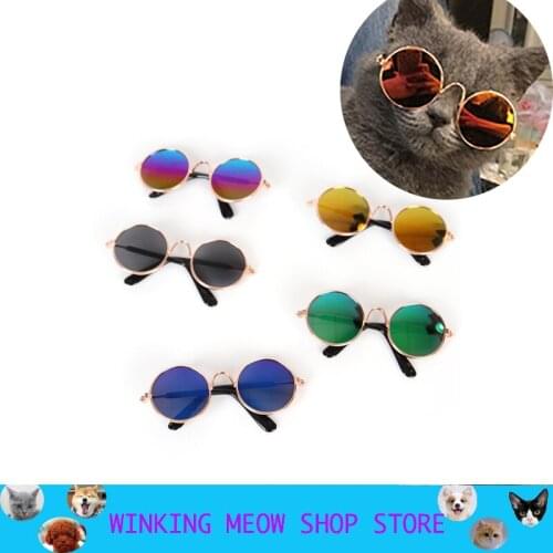 Colour Pet Products Lovely Vintage Round Cat Sunglasses Reflection Eye Wear Glasses For Small Dog Cat Photos Props Accessories