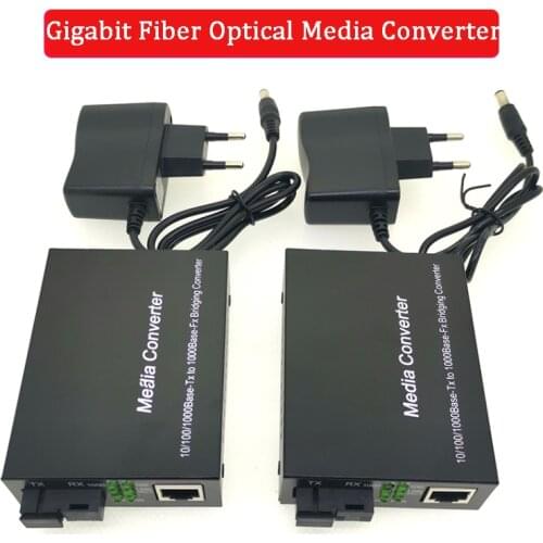 Gigabit Fiber Optical Media Converter 10/100/1000Mbps Single Mode Single Fiber SC Port External Power Supply