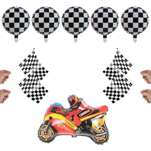 Racing Car Party Supplies ideas Balloon Checkered Flag Motorcycle Autobike Autocycle Foil Ballons Kids Favors Gift