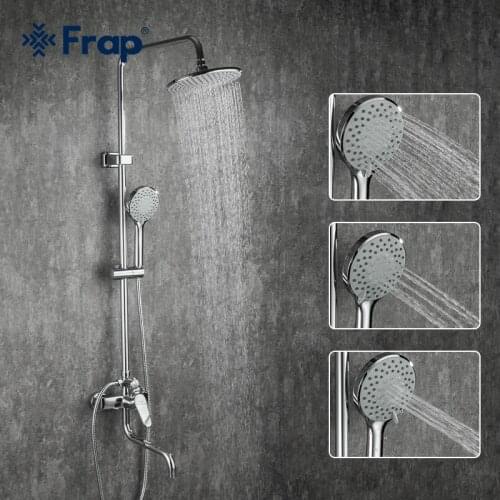Frap Chrome Bath Shower Faucets Set Bathtub Mixer Faucet Rainfall Shower Tap Bathroom Shower Head Exposed Shower Mixer Tap F2427