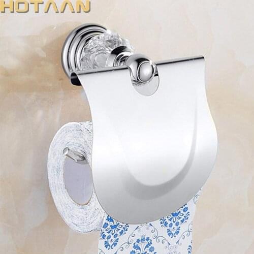 Bathroom Chrome Paper Holder With Crystal Wall Paper Roll Rack Hangs Paper Towel Holder Archaize Waterproof Toilet Paper Tissue