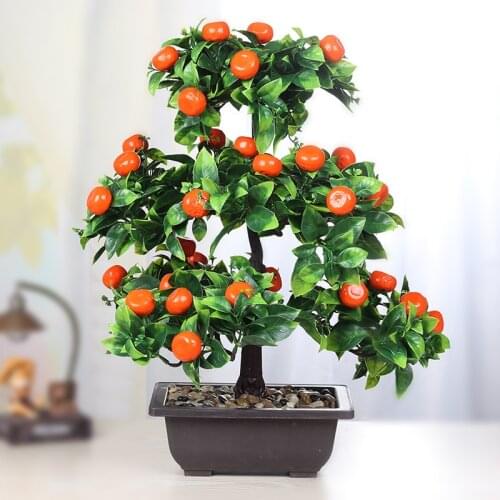 Artificial Plant Bonsai Orange Plastic Pots+Small Fruit Tree Potted for Home Living Room Flower Shop Hotel Wedding Party Decor