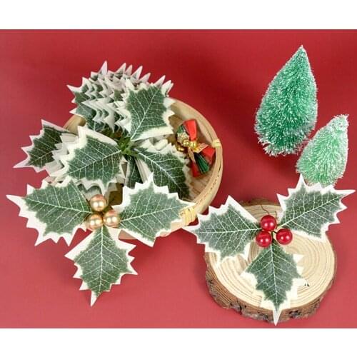 Artificial Plant Gold Rose Berries Fake Flower Fruit Stamens Cherry Pearl Wedding DIY Gift Box Decor Wreaths Christmas Garland