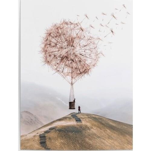 Beautiful Dandelion Basket Fly Sky Picture Home Decor Modular Canvas Painting Modern Printed Poster Wall Art Living Room Frame
