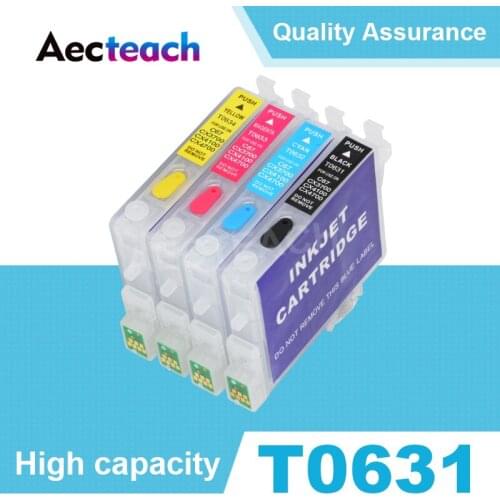 Aecteach T0631 T0632 T0633 T0634 Refillable Ink cartridge for Epson Stylus C67 C87 C87 Plus CX3700 CX4100 CX4700 CX5700F Printer