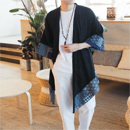 Japanese kimono cardigan men haori yukata male samurai costume clothing kimono jacket mens kimono shirt yukata haori AZ2002