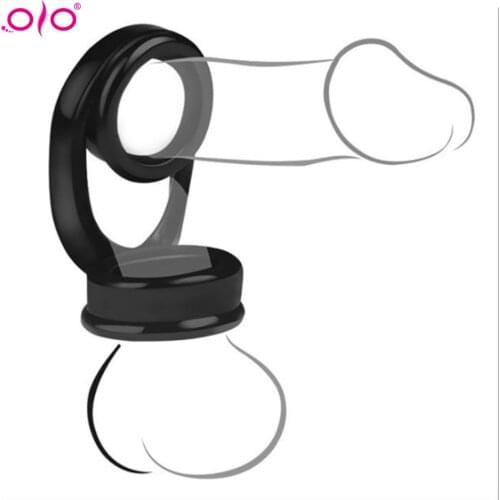 OLO Male Soft Flexible Dildo Penis Lock Scrotum Ring Delay Ejaculation Adult Sex Toy Delay Ejaculation Soft Penis Rings Sex Toys