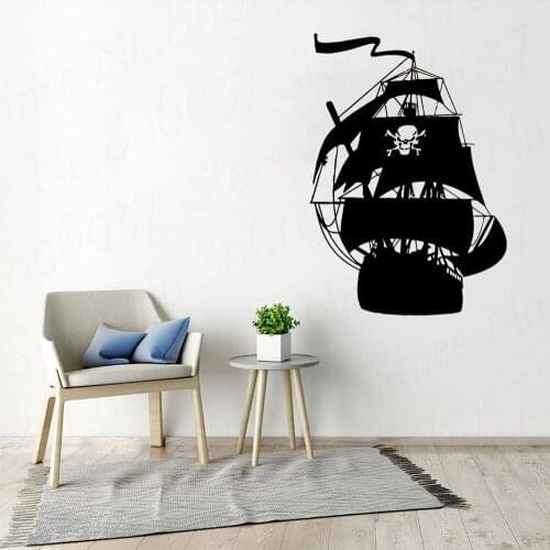 Ship Pirates Wall Decal Peter Pan Cartoon Ship Pirates Hook Vinyl Wall Sticker Kids Girls Boys Teenager Room Decor Mural WL1421
