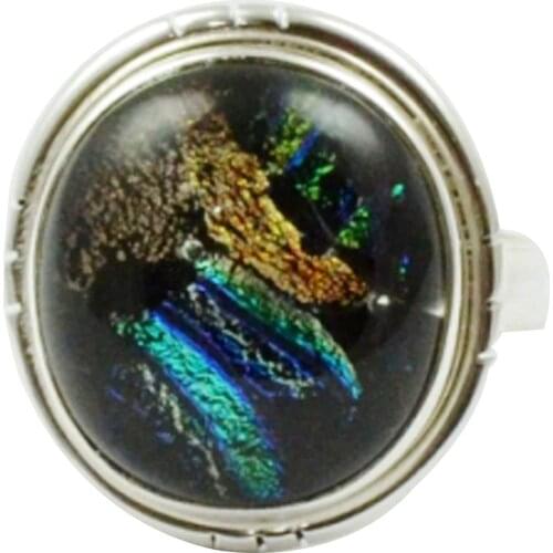 Lovegem Genuine Dichroic Glass 925 Sterling Silver,Size :7.25, AR3411