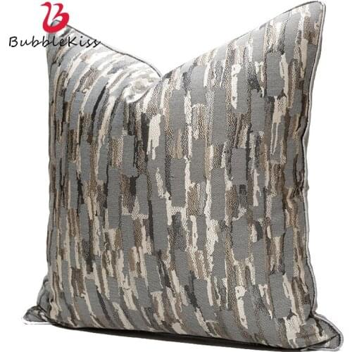 Bubble Kiss Cushion Cover Modern Simple Silver Stripes Soft Comfortable Home Decoration Sofa Bedroom Bedding Backrest Pillowcase