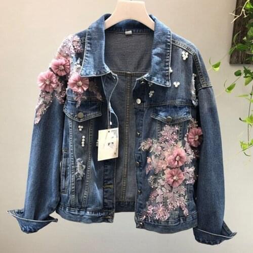 New 2020 Womens Clothing Coats & Jackets 3D Flower Fashion Girl Streetwear Denim Jackets Casual Female Tops high quality 100