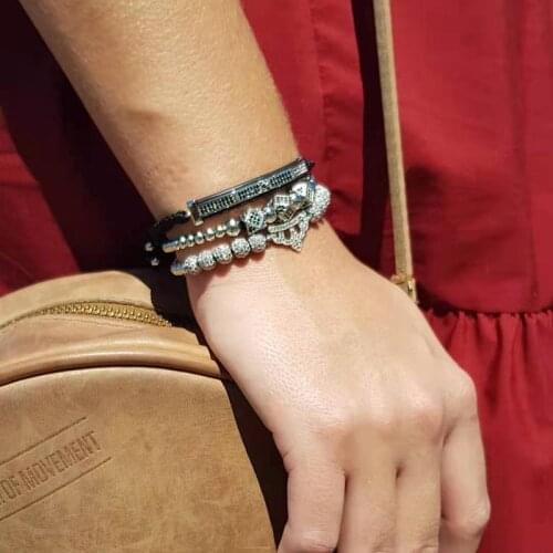 New Arrival Luxury royal crown bracelet Adjustable copper beads bracelets Jewellery for pulsera hombre armband accessories