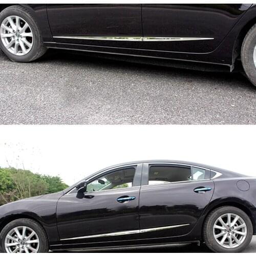 New Car Styling Sticker Chromed Side Molding Trim Cover Trim For Mazda 6 M6 Atenza 2014-2016