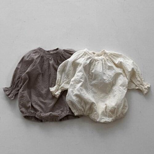 Baby Girls Clothes Korean Style Baby Girl Bodysuit Embroidery Vintage Infant Girl Bodysuits One Piece