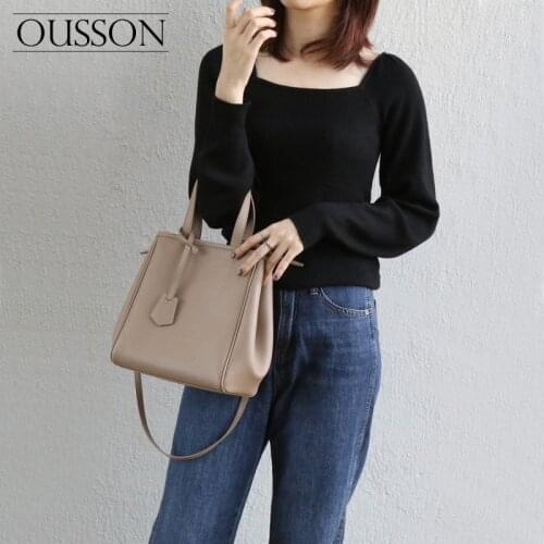 OUSSON Fashion, leisure, light and versatile one-shoulder messenger portable soft cowhide wing tote bag