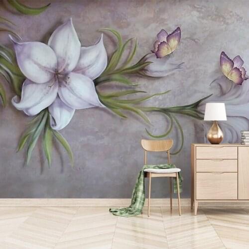 Custom Photo 3D Stereo Relief Flower Butterfly Wall Painting Bedroom Dining Room Living Room Interior Decoration Mural Wallpaper