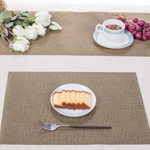 Simple Weave Placemat Rectangle Pvc Dining Table Mat Disc Pads Bowl Pad Coasters Waterproof Table Cloth Pad Slip-resistant Pad
