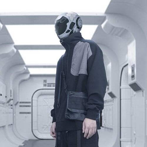 SILENTSTORM Techwear Mens Black Half Zip Pullover Oversize Turtleneck Sweatshirt Hip Hop Style Punk Fashion