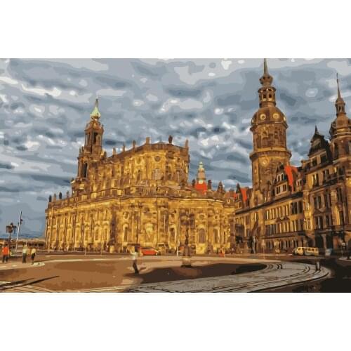 PX-33 Dresden landscape painting coloring by numbers digital Hand-painted canvas painting for home decor