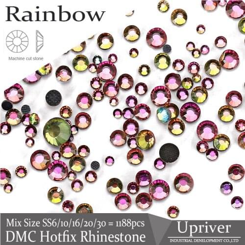 Upriver Shiny Color Rainbow All Sizes DMC Hotfix Rhinestones Strass DIY Design Stones