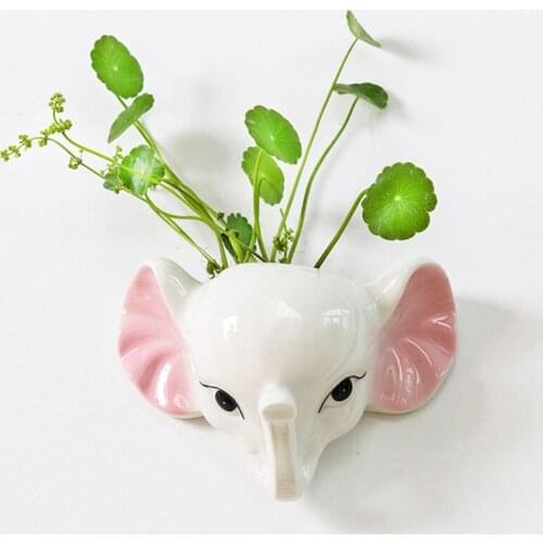 Cute Elephant Hanging Planter Ceramic ower Pots Gardening Container Animal Decor for Indoor Outdoor TN88
