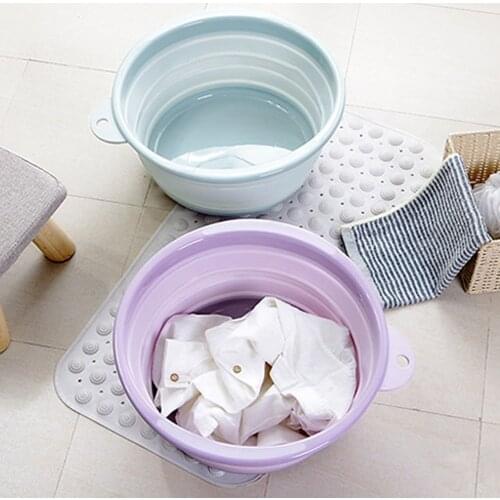 Folding Bucket Home Bathroom Wash Basin Tub Water Storage Bucket for Camping Outdoor Travel Cleaning Tool With Hanging Hook