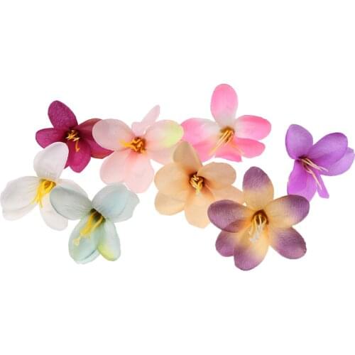 10 Pieces Mixed Color Silk Butterfly Orchid Artificial Flower Heads for DIY Craft
