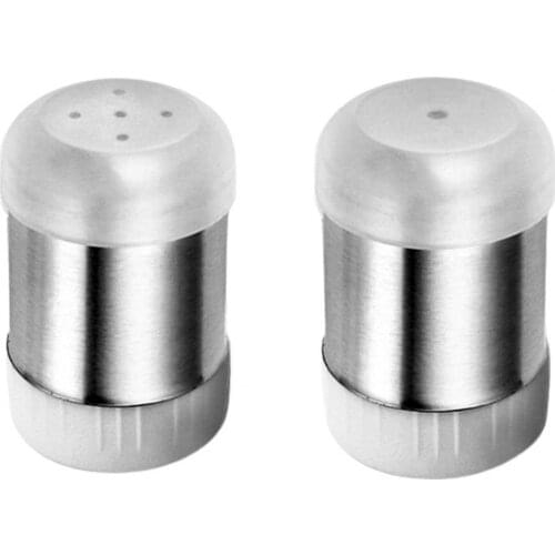 2Pcs Pepper Shakers Mirror Polishing Rust-proof Stainless Steel Spice Dispenser Shaker for Kitchen Silver Color Seasoning Cans