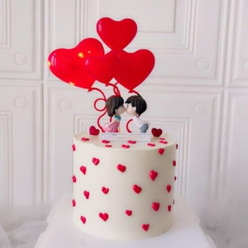 4pcs/set macaron plastic Heart Foldable Confession Love Balloon Birthday Cake Dessert Table Valentines Day wedding Decoration