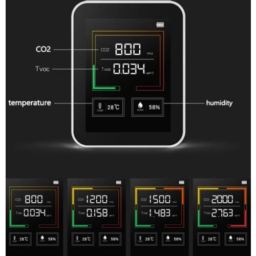 4 In1 Intelligent Lcd Digital Co2 Quality Meters Real Time Air Quality Monitor Measuring Carbon Dioxide TVOC Formaldehyde 2021