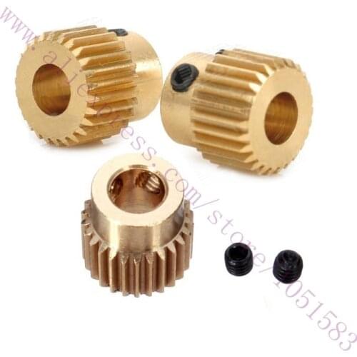 5pc / lot Brass or Stainless steel Extruder Gear 26 Teeth Inner hole diameter 5mm With M3 Screw For 3D Printer Free Shipping