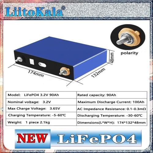 8pcs Liitokala 3.2V 90Ah battery pack 12V 24V 3C LiFePO4 Lithium iron phospha 90000mAh Motorcycle Electric Car motor batteries