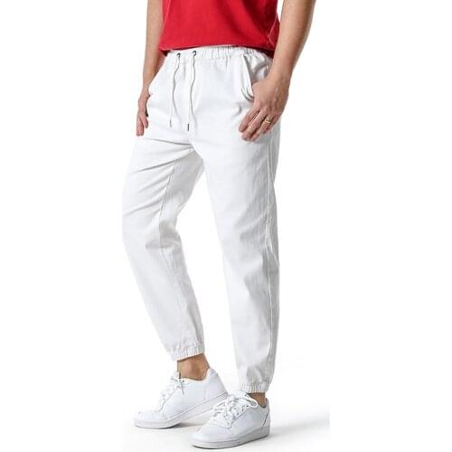 Covrlge Basic Solid Color Stretch Mens Jogging Pants Stretch Sweatpants Twill Fabric Breathable Skin-friendly Trousers MKX103