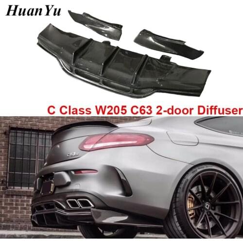 C63 2-Door Carbon Fiber Diffuser with Splitter for Mercedes-benz C Class W205 Rear C63 Coupe Sport Edition Rear Bumper Lips PSM