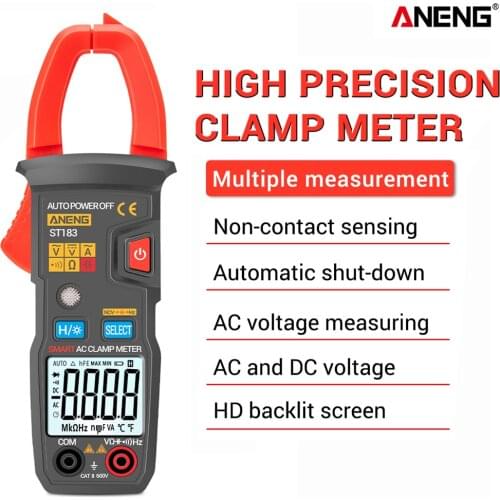 ANENG ST183 Digital Clamp Meter AC Current 6000 Counts True RMS Multimeter DC/AC Voltage Tester Hz Capacitance NCV Ohm Tests
