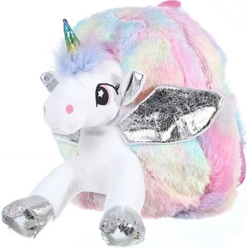Children Unicorn Fanny Backpack Women Girls Fashion Winter Plush Cartoon Schoolbag Cute Crossbody Bags Travel Leisure Backpack