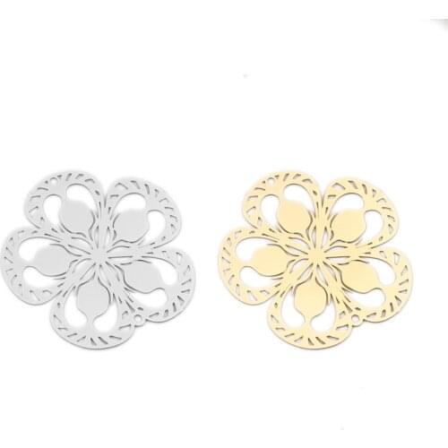 DoreenBeads Fashion Copper Filigree Stamping Connectors Flower KC Gold Silver Color Jewelry DIY Findings 30mm x 29mm, 10 PCs
