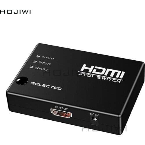HOJIWI 1080P 4K*2K HDMI Video Switch HDMI-compatible Splitter IR Remote Controller 3 in 1 out Hub for DVD HDTV Xbox PS3 PS4 AC04