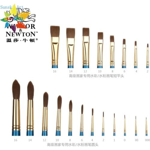 Winsor&Newton Extra Fine Watercolor/poster Colour Brush,short Rod Mink Hair,,round Head Flat Head,hand,painted Illustration