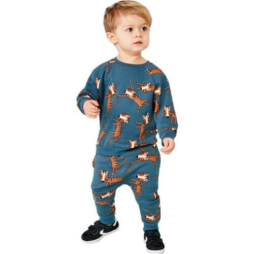 Jumping Meters New Baby Boys Clothing Sets Autumn Winter Cartoon Tiger Printed Cotton Boys Girls Outfit Long Sleeve Shirt Pant