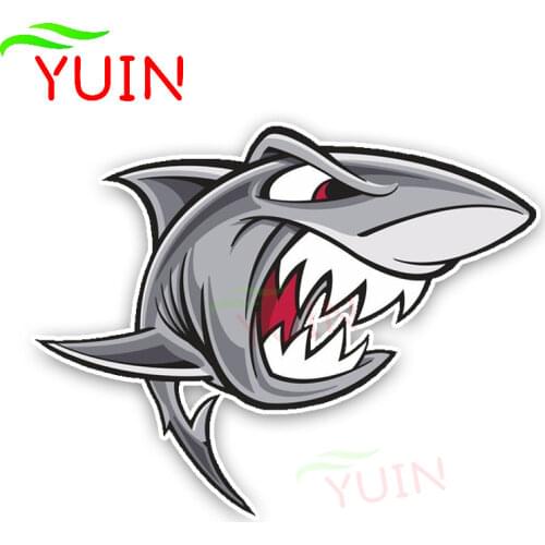 Creative Angry Cartoon Great White Shark Car Sticker Personality Decal Motorcycles PVC Decoration Accessories Decals 14*11cm