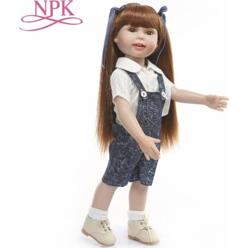 NPK 45cm fashion BJD CST girl model with jeans reborn doll with long high quality hair bonecas reborn bebe doll