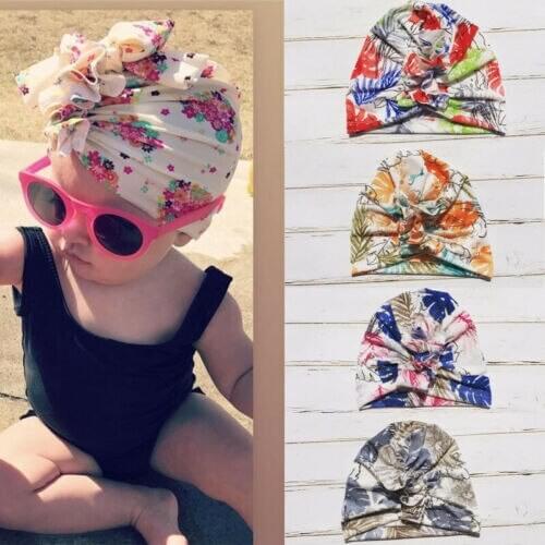 Lovely Newborn Baby Girls Toddler Bowknot Hospital Caps Beanie Ruffle Flower Hat Baby Caps