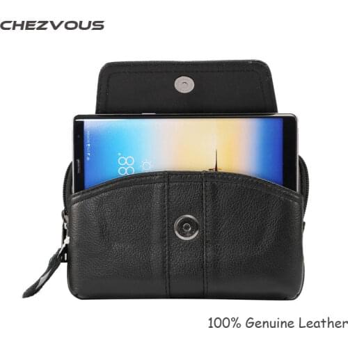 Men Genuine Leather Vintage Travel Cell Mobile Phone Belt Pouch Purse Waist Bag for iPhone 8 7 6 5s/6 7 8 plus for Below 6.0