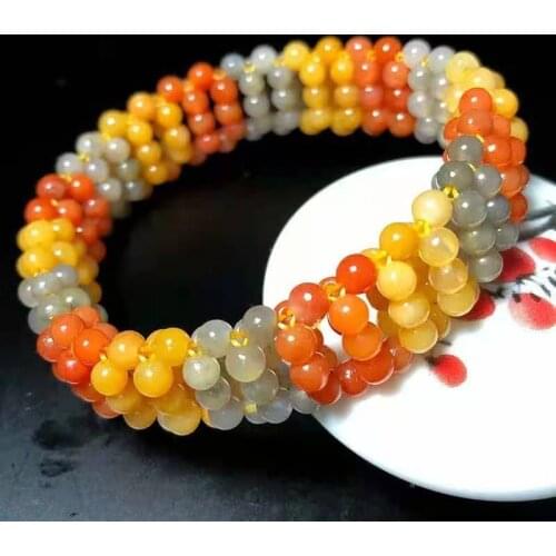Natural hetian jade bracelet colorful jadite jade beads bracelets jade jewelry gift for women