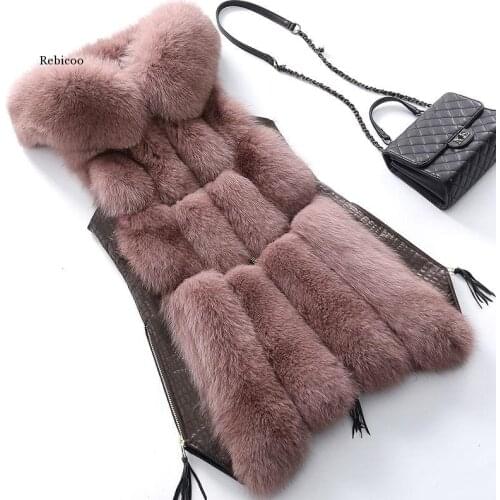 2020 New Autumn and Winter Women Fashion Faux Fur Coats Casual Slim Sleeveless Thicken Vests Female Long Plus Size Waistcoat B20
