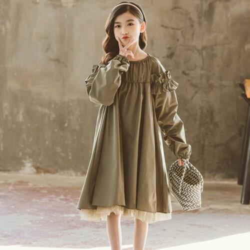 Girls Dress Autumn Winter Teenager Mesh Princess Dress for Girl Children Clothing Loose Ruch Kids Dresses 4 6 8 10 12 14 Years