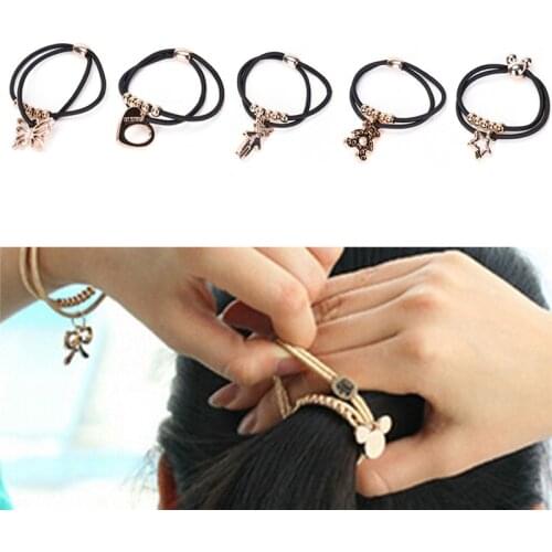 Female Rhineston Ball Star Elastic Hair Bands Headband Double Layer Rubber Band Girls Gum for Hair Women Hair Accessories New