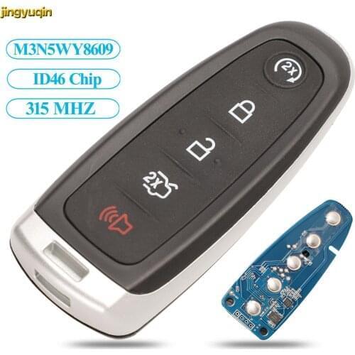 Jingyuqin Remote Car Key 315MHZ ID46 M3N5WY8609 For Ford Edge Escape Explore Expedition Flex Focus Taurus Smart Keyless Fob 5BTN