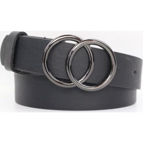 New Fashion Women Belts Wide Classic PU Leather Waistbands Double Round Ring Buckle belt loop Adjustable Strap Luxury Designer